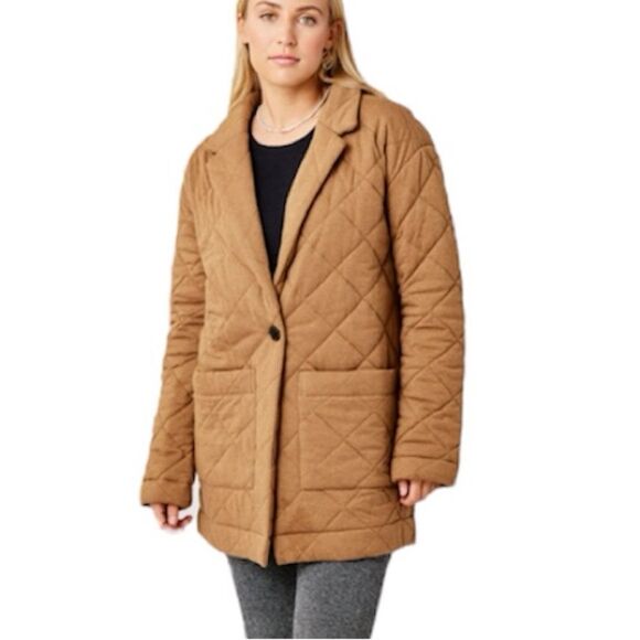 Carve Designs NWT Organic Cotton Quilted Topper Jacket Cocoa Heather (Tan) Large - Picture 2 of 12